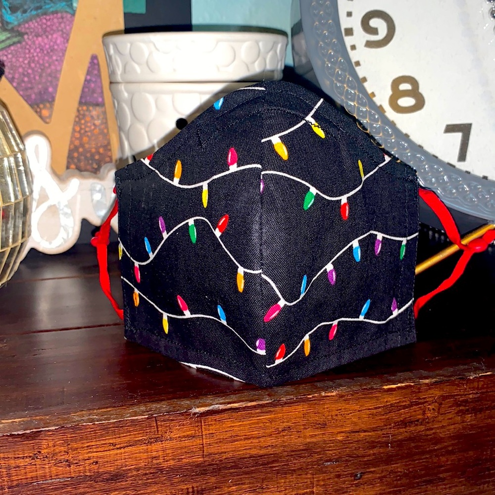 Christmas Lights print face mask